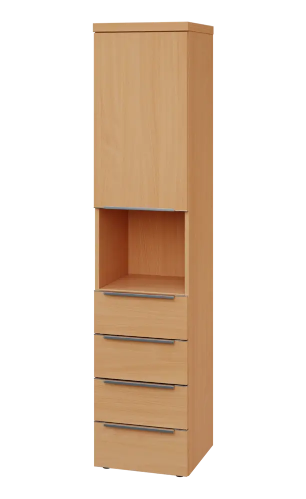 SIN 5 - 44ZND kancelářská skříň, 4-zásuvková/nika, 1-dveřová, levá, 1820x400x400, buk royal